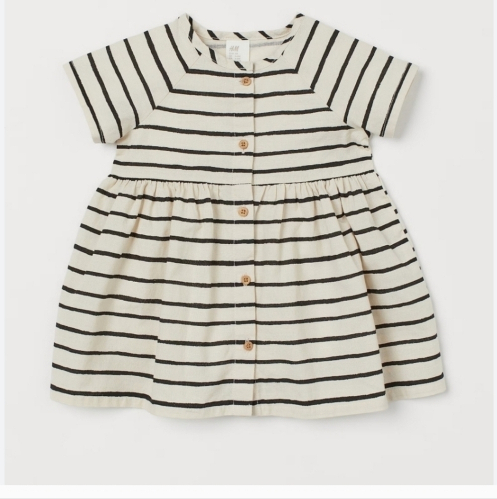 H&M Kids Cotton Striped Button Up Dress Size 1 1/2- 2 Years 100% cotton